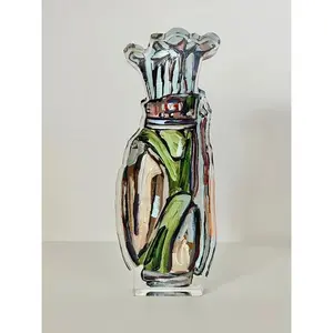 Golf Clubs Acrylic Block - Simple Design with Decorative Accents - Versatile Storage Solution for Golf Bags and Equipment