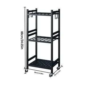 Garden Tool Organizer with Wheels, Heavy Duty Rolling Yard Tool Rack