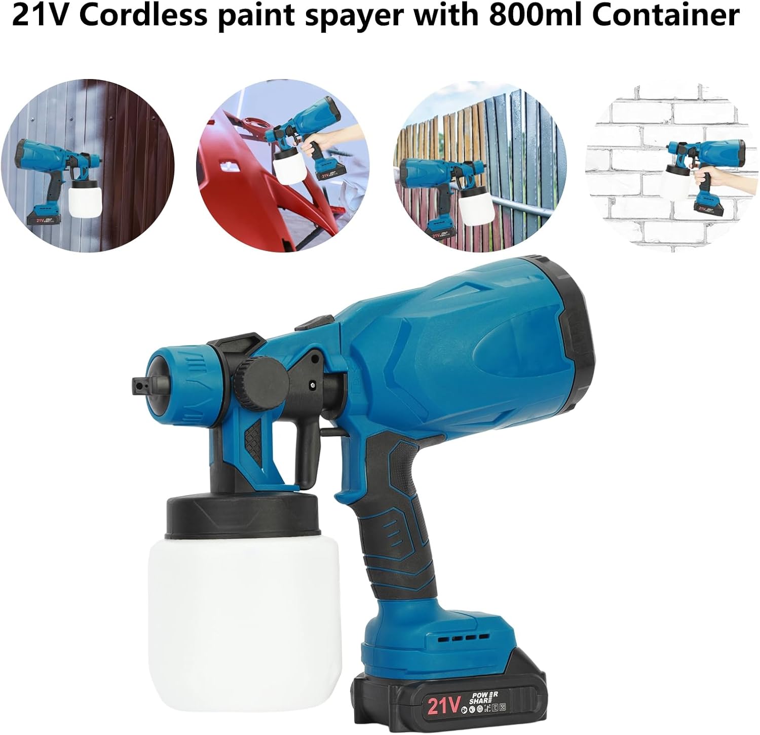 Cordless spray gun, rechargeable electric spray gun, long-distance spraying, 3 spraying modes, spray gun kit, suitable for furniture, walls, ceilings, doors, home DIY painting, etc.
