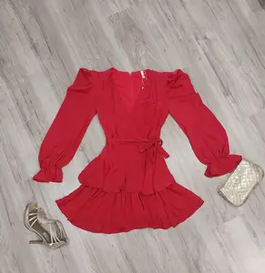 Fuchsia Long-Sleeve Ruffle Dress – Romantic and Elegant Outfit for Special Occasions
