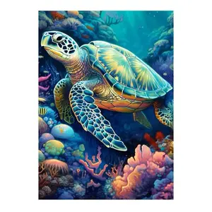 Cross Stitch Kits for Adults - Turtle Stamped Crossstitching Kits Preprinted 11 Count Cross-Stitch Kit for Beginner