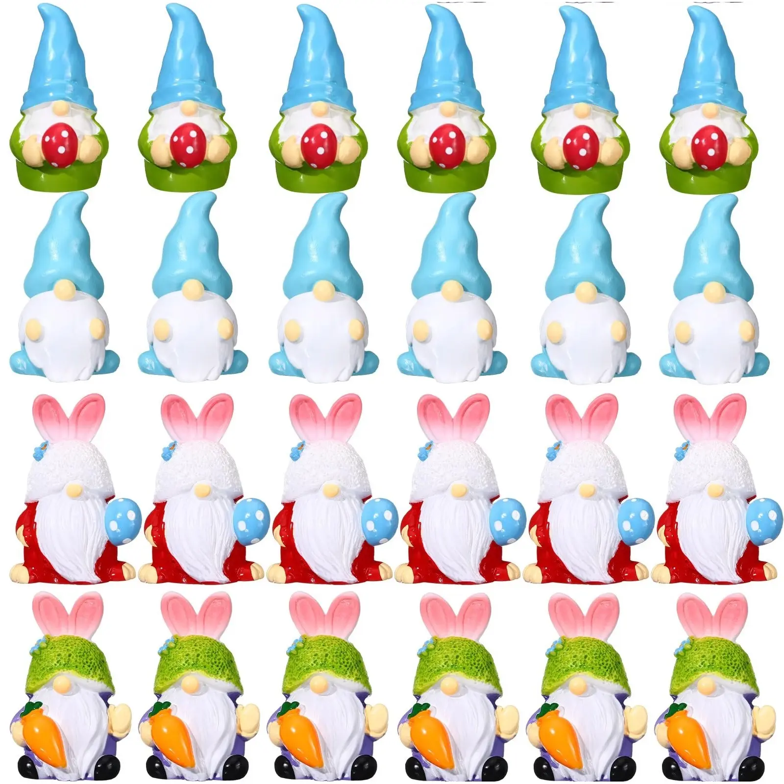 Christmas Gift 24 Pcs Garden Mini Gnomes Little Gnomes Ornaments Mini 3D Gnomes Figures Cute Gnomes Statue Decor Miniature Figurines Tiny Fairy Gnomes Ornaments for Indoor Outdoor Landscape Garden Patio Lawn Backyard Plant Pots Egg Fillers