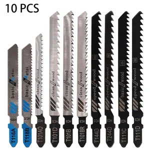 10pcs  Set with Storage Case, Contractor Assorted Jig Saw Blade Set Made with HCS/HSS for Wood Plastic and Metal Cutting,  Tool Heavy Duty