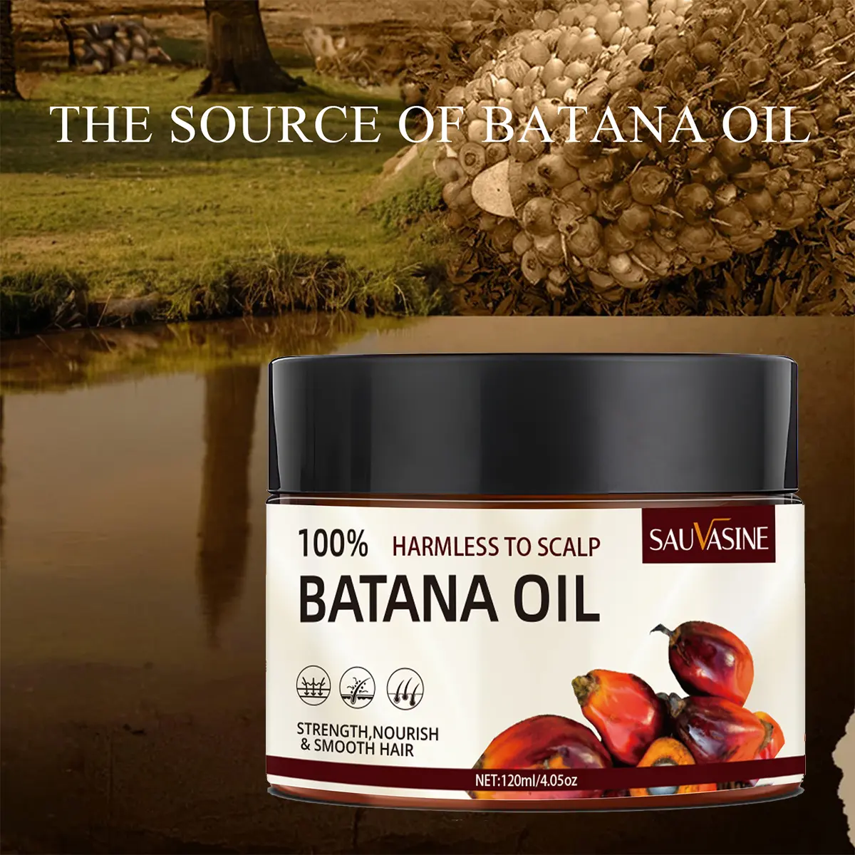 SAUVASINE Batana Hair Conditioner – Deep Nourishing Hair Treatment, Rich in Natural Fatty Acids, Moisturizes Dry Damaged Hair, Helps Strengthen Hair, Reduce Split Ends & Breakage, Scalp Care for Fuller Healthier Looking Hair
