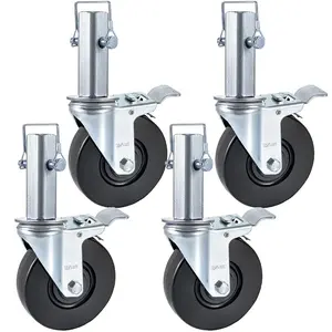 VEVOR 4 Pack Scaffolding Wheels, 8x 2 Inch Scaffold Caster Wheels with Dual Locking Rubber Swivel Casters, 360 Degrees Heavy Duty Rubber Swivel Stem Casters with Brake, 2908LBS CapacityVEVOR Super Brand Day
