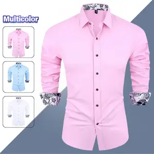 Paisley contrasting border shirt - slim fit business casual topRAIMENTRY