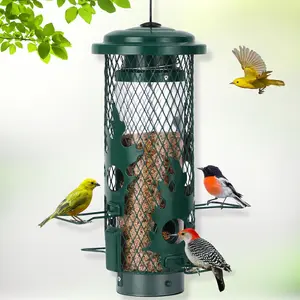 Proof Bird Feeder for Outdoors , Metal Mesh Bird Feeder for Outsides with Gravity Protection for Small Birds, Weatherproof and Durable, Green