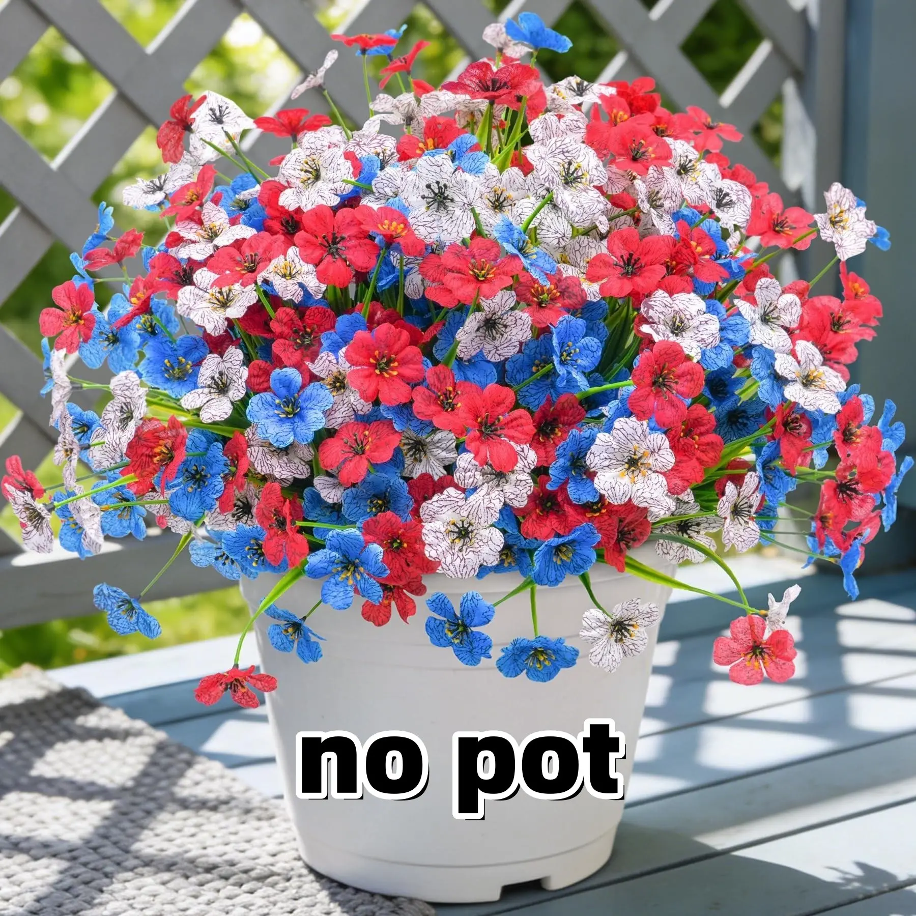 24 Pcs Set Artificial Fake Flowers for Outdoor Spring Decoration, UV Resistant Decorative Silk Flower Plants, Blue, Indoor & Outdoor Decor, Fake Floral Decor, Artificial Flower Decorations