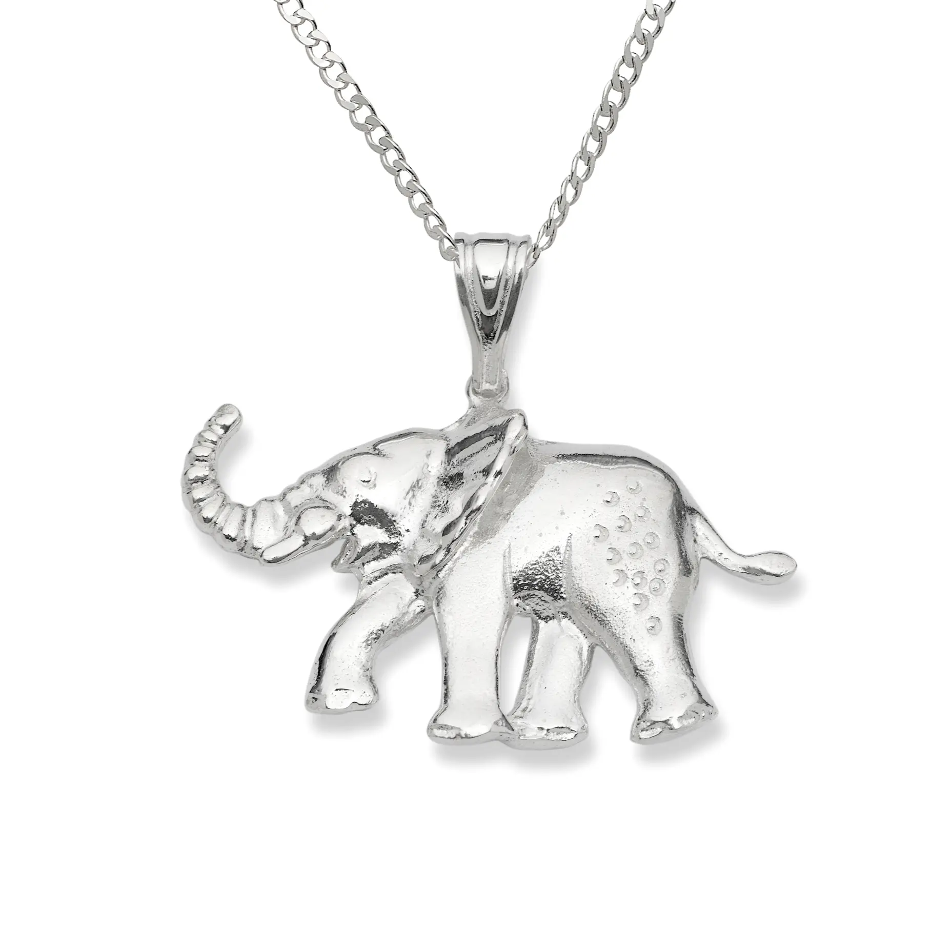 Lucky Elephant .925 Sterling Silver Pendant Necklace, Elephant Charm Jewelry Accessory