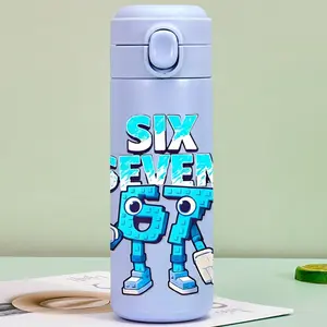 Pixel Blue Stainless Steel Insulated Cold Cup 500ML, Cute Cartoon Design, Heat Resistant, Ideal for Home Outdoor Camping Gym Gifts