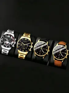 Men's Calendar Watch Set, Business Trendy Wristwatch, Business Fashion Watches, Quartz Watch, Analog Watches, Suitable for Successful Individuals, Business Gatherings, Birthdays, Holidays
