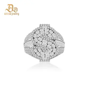 Delzzad 2.3ct Billionaire’s Gaze Ring Iced Out Baguette USD Ring Band VVS Synthetic Moissanite Ring Jewelry Copper Band Hip Hop Punk Rock Ring for Rapper Perfect Birthday Engagement Wedding Anniversary Christmas Easter Valentine's Day Mother's Day Gift
