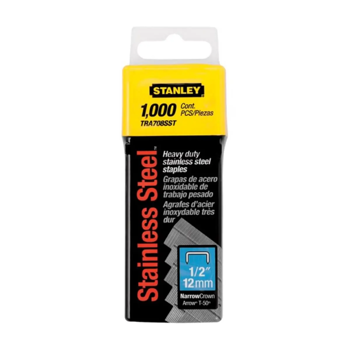 Stanley TRA708SST 0.5 in. Stainless Steel Narrow Crown Staples, Steel Staples