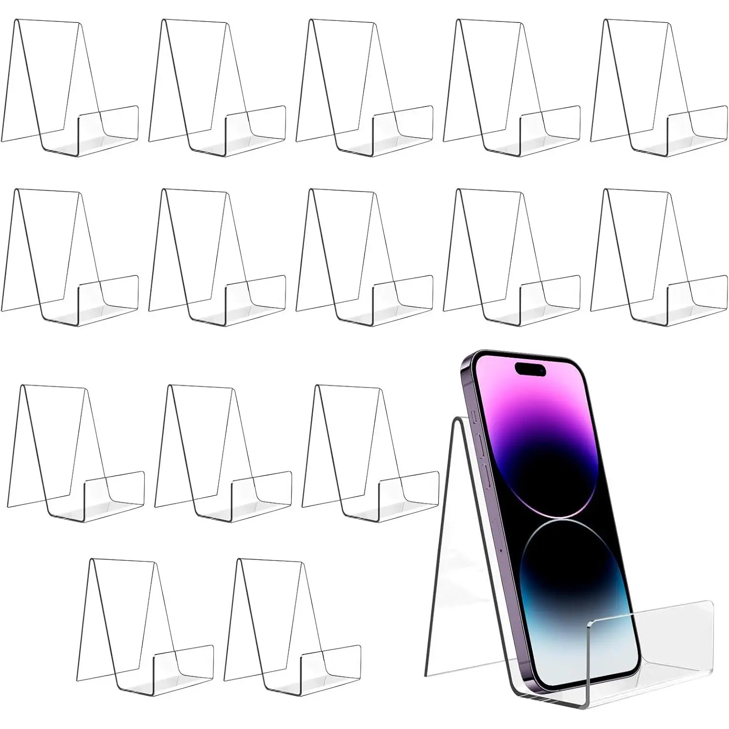 Book Display Stand, 4''x3'' Display Stand with Ledge, Clear  Book Display Easel, Transparent Display Stand Holder for Album, CD, Picture, Artworks, Phone, Tablet (16)