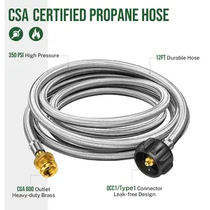 Alloxity 5ft Propane Hose Adapter 1lb to 20lb Converter for 5 lb to 40 lb Tanks, Anti-bite LP Tank Gas Hose for Weber Q Travel Grill/17”&22”Blackstone Griddle/Coleman Camping Stove/Mr Buddy Heater
