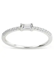 Sterling Silver Thin Clear CZ Stacking Birthstone Ring