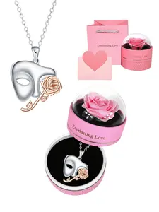 Phantom Rose Opera Necklace Rose Gold Two-Tone Phantom of the Opera Mask & Rose Necklace, Original Unique Premium Clavicle Chain, with Preserved Rose Gift Box, Perfect Mystery Gift for Birthdays, Mother’s Day, Valentine’s Day & Best Friends