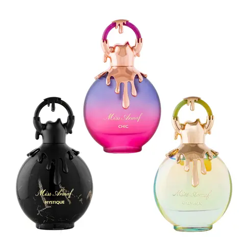 Armaf Miss Armaf Trio Bundle - Miss Chic, Catwalk, Mystique Women's Eau de Parfum (3.4 Oz Each) - Layering Perfume with Sandalwood Warmth, Warm Musk Vanilla Enchanting Collection