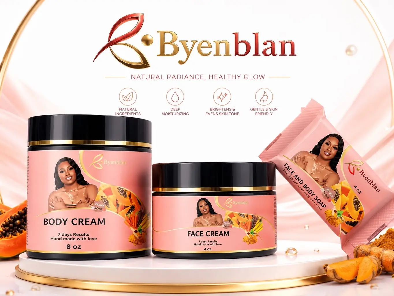 Beccy Store, ByenNwa Sets Of # Pieces Body Cream 8 oz, Face Cream 4 oz, Face & Body Soap 7 oz Skin Repair Cleansing