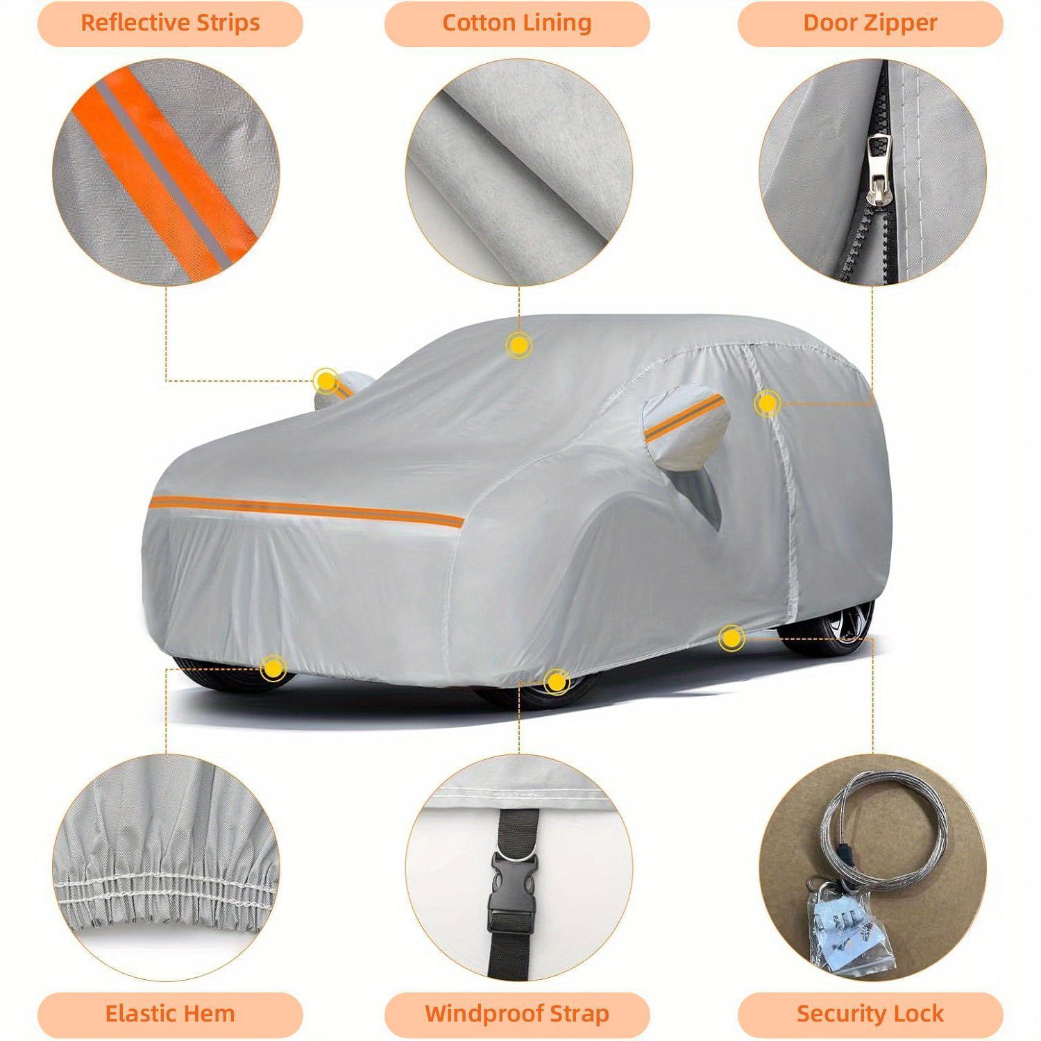 Waterproof Full Car Cover All Weather Protection - Universal Fit for Sedan SUV Truck, Windproof Snowproof UV Resistant Car Covers with Reflective Stripes, Outdoor Indoor Full Vehicle Cover,Car Stuff