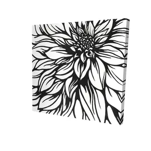 Begin Home Decor 2080-3636-FL122 36 x 36 in. Dahlia Flower Outline Style - White Floral Canvas