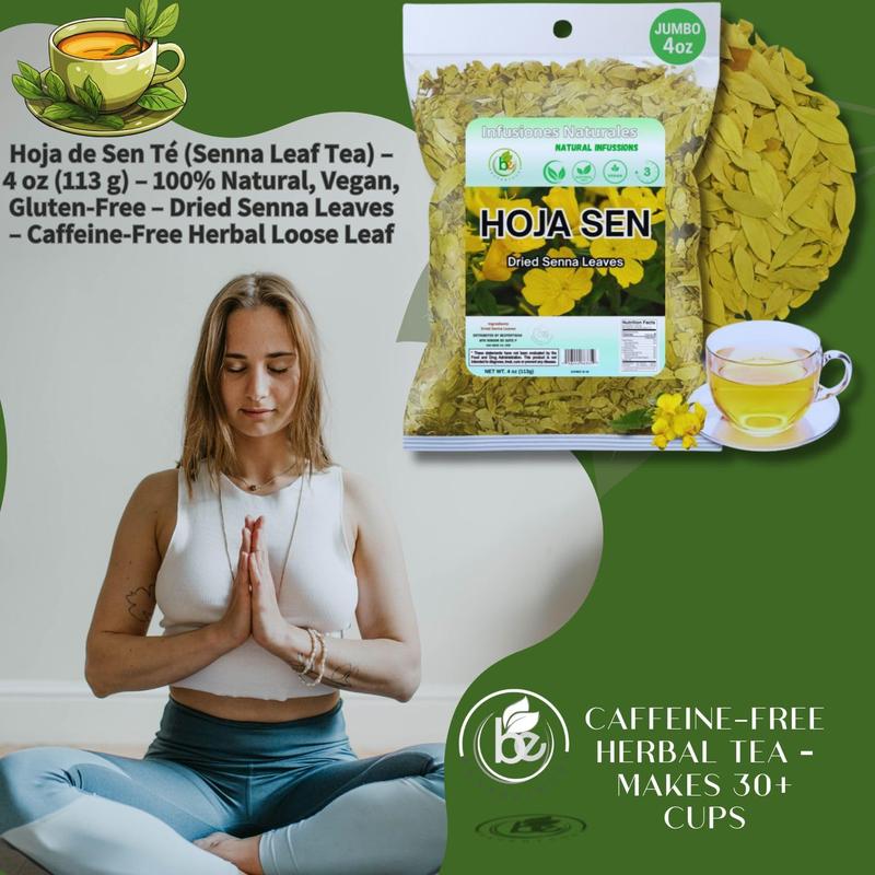 VIRAL Hoja de Sen Té (Senna Leaf Tea Natural) Net Wt. 4 oz (113g) - 100% Natural, Vegan
