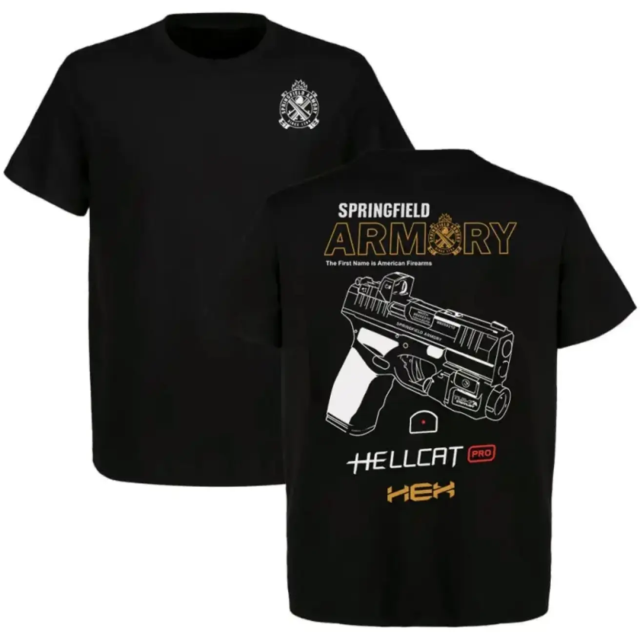 Women's Springfield Armory Hellcat Pro Graphic Cotton Garment - T-shirt, Sweatshirt, Hoodie, Round Neck, Full Colour, Relaxed Fit, Rugged Street-Smart, Outdoor-Ready Tactical Tops, Matching Apparel, Classic Gift, Cold Wash, All Seasons