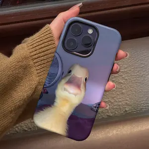 Cute Duck Pattern Phone Case , Shockproof Rugged Cover Dual Layer Soft TPU Hard Bumper Hard Shell for iPhone 11 12 13 14 15 16 Pro Max Plus Protector