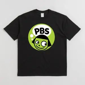 PBS Kids Retro Logo T-Shirt, Funny Nostalgia Cartoon Tee, Vintage Style Blue Shirt for 90s Kids and Millennials