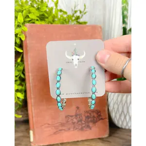 Western Dolly Semi Hoop Earrings - Turquoise