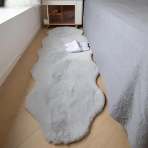 Faux   Rug Runner 2'x6', Ultra Soft & Non-Slip Rugs for Bedroom, Living Room, , No Shedding Machine Washable Rug, Grey, 2x6 Ft