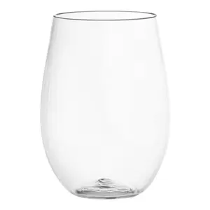 16 oz. Clear Elegant Stemless Disposable Plastic Wine Glasses