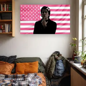 Damon Salvatore Flag – Team Damon Vampire Diaries Pink US Flag | Ian Somerhalder TVD Wall Tapestry