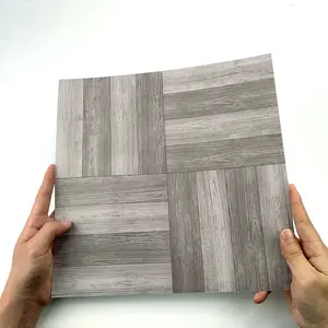 10pcs Grey Wood Grain Floor Decal, Peel and Stick Parquet Wood Look Vinyl Floor Sticker, Waterproof Anti-Slip Removable Floor Tile for Home Renovation Decor