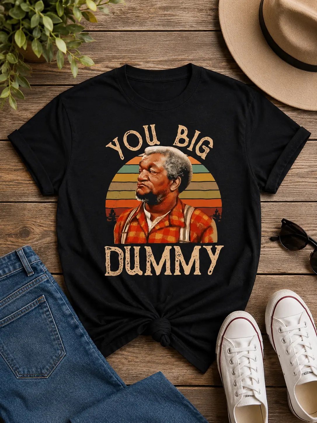 Women's 100% Cotton Vintage Fred Sanford "You Big Dummy" Novelty Shortleeve Round Neck Straight Top, Ultra Soft Breathable Casual Classic Streetwear Tee Tshirt