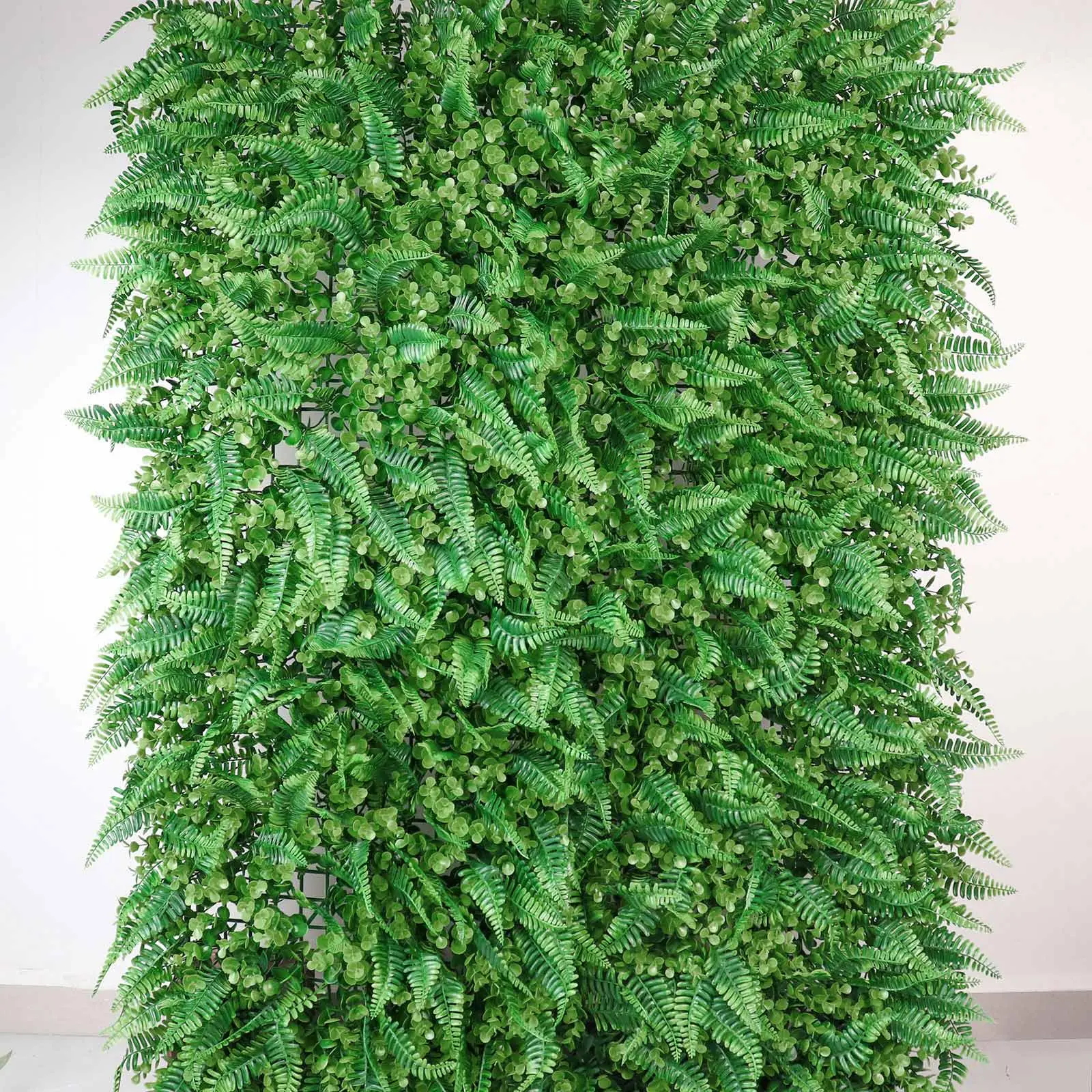 Artificial Boston Fern-Eucalyptus-Boxwood Greenery Garden Wall Panels (4-Pack, 12 Sq. ft.) - UV-Protected Foliage Backdrops for Indoor/Outdoor Passage Ways, Paths, Photo Backgrounds, No Fertilizers Needed