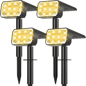 Solar Spot Lights Outdoor Waterproof IP65, [4 Pack/100 LED/4 Modes] Solar Landscape Spotlights, Auto On/Off High Lumens Spot Lights for Outside Yard Garden Pathway