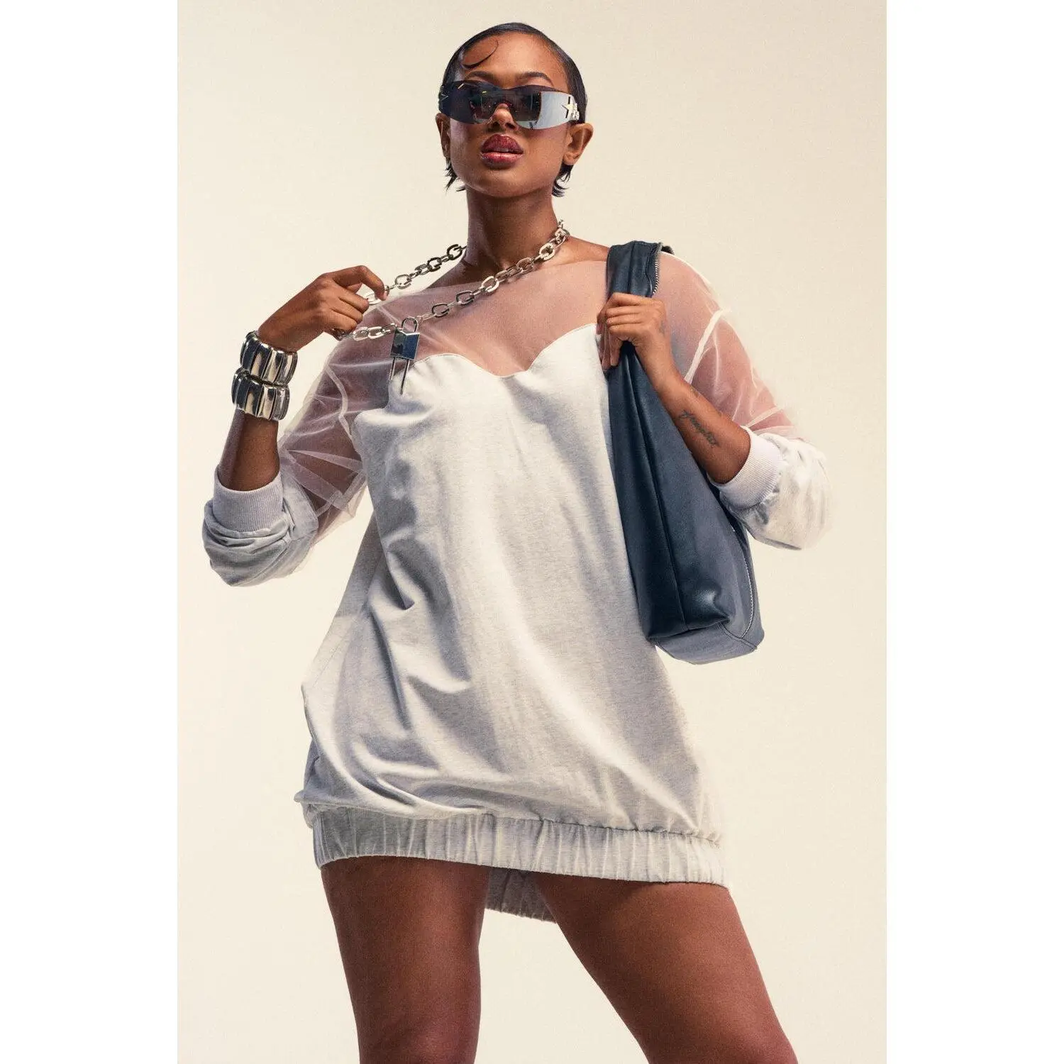 THE BIG REVEAL SHEER ILLUSION MINI DRESS