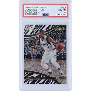 Dennis Smith Jr. Dallas Mavericks 2017-18 Panini Select Zebra Prizm #209 PSA Authenticated 10 Rookie Card - Fanatics Authentic Certified
