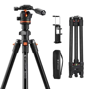 K&F CONCEPT 71" Aluminum Compact Camera Tripod, Portable Travel Video Tripod Compatible with iPhone, 17.6lbs Capacity Arca Swiss Ball Head for DSLR Mirrorless O234A3+BH-36
