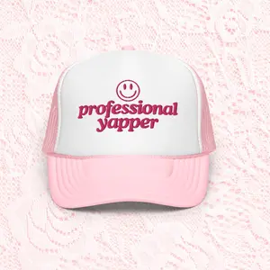 Professional Yapper embroidered pink two tone trucker hat | y2k hat, pink hat, baseball hat cap, funny, gifts for her