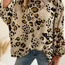 Women's Leopard Print Knit Top, Casual Knitting Top, Knitwear, Long Sleeve Batwing V Neck Hollow Out Design, Flowy Loose Casual Elegant Commuter Wear, Womenswear, Knitted, Fit, Spring Summer Autumn Winter