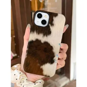 Cow Pattern 1pc Fluffy Cow Print 2-In-1 Soft Protective Phone Case, Compatible With Samsung/ 11/12/13/14/15/16/17 Pro Max For iPhone13
