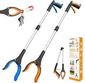 32" Grabber Reacher Tool, 2-Pack Foldable Reacher Grabber Pickup Tool with 360° Rotating Jaw & Magnet, Trash Picker Upper Grabber, Lightweight Grabbers for Seniors Heavy Duty