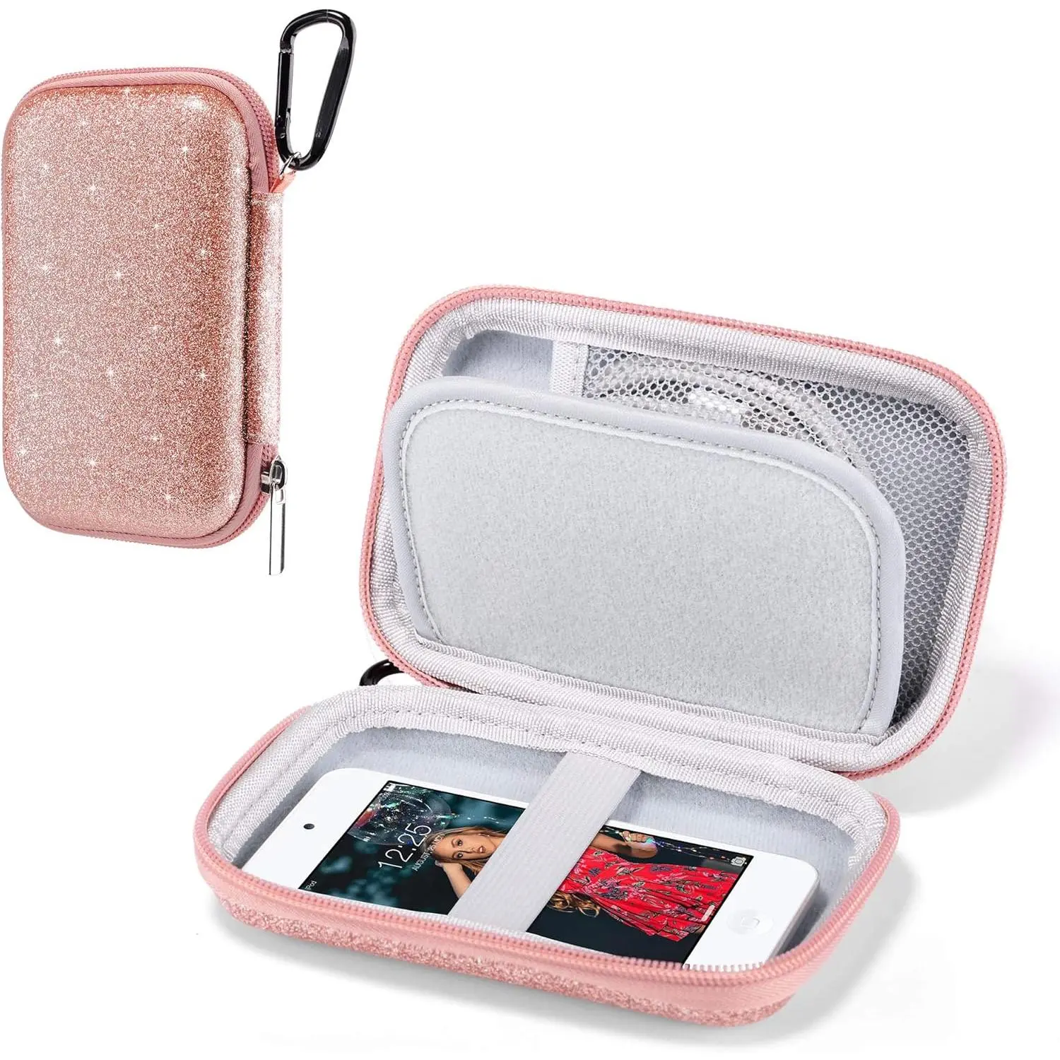MP3 MP4 Player Case Portable Travel Carrying Bag Organizer for iPod Touch 7th/6th/5th Gen/Soulcker/ MP3 Player/G.G.Martinsen/ NW-A45/Earphones, USB Cable, Memory Cards, Glitter