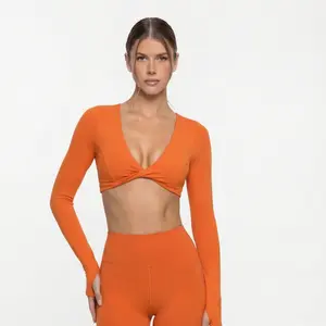 Women's tight-fitting jacket, suitable for Pilates, sports, yoga, with long sleeves, ideal for fitness, running, and hiking