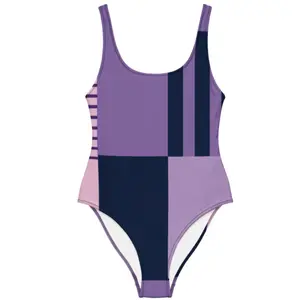 Lavender Stripe Swimsuit - Women's One-Piece Bathing Suit with Purple and Navy Stripes for Beachwear