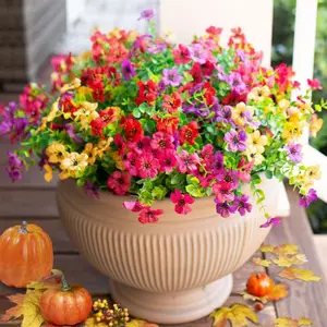 Bestseller: 7-pronged Eucalyptus And Violet Flowers, Faux Green Plant Bundles For Decoration, Artificial Flower Ornaments