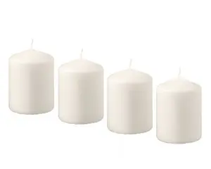 Unscented Block Candle Set – Natural White, 3 ¼" Pillar Candles, Long Burning, Home Décor & Events (4 Pack) Decor Cozy Ornaments Decoration