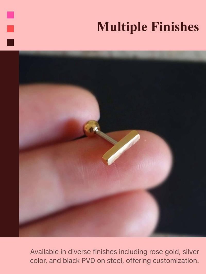 925 Silver Bar Earrings • 10mm Helix Cartilage Stud • Daith Line Piercings • Gold Line Lobe Studs • Minimalist Wedding • Bridesmaids Gifts